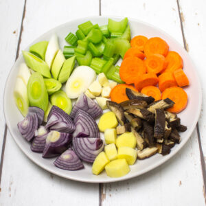 chopped vegetables on a plate