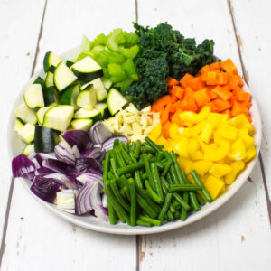 freshly cut vegetables on a plate