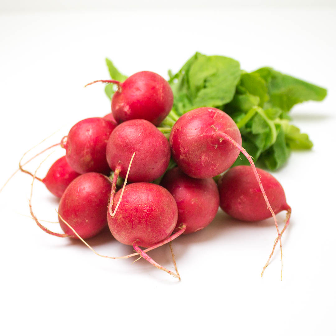 radishes on a white background