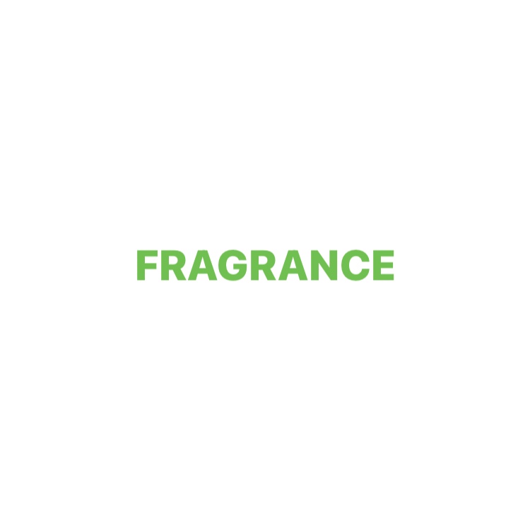 green text saying fragrance